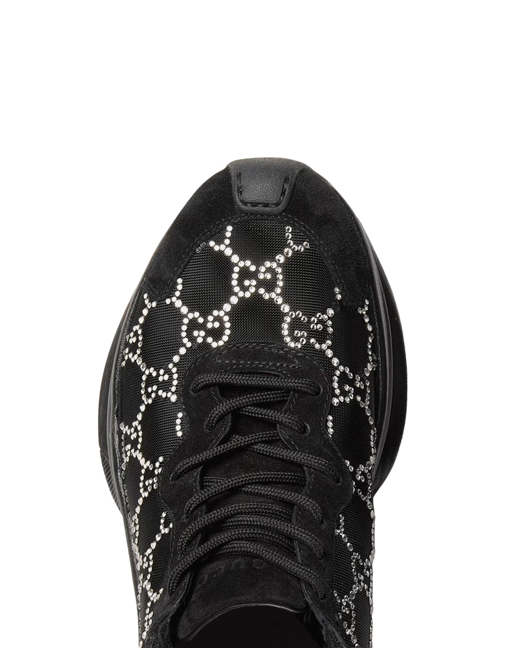 W GUCCIRUN SNKR MESH W/GGCRYST TELA RETINO  900/SUE.SWE/NS.GR BLACK/BLACK/BLA/SILV