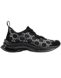 W GUCCIRUN SNKR MESH W/GGCRYST TELA RETINO  900/SUE.SWE/NS.GR BLACK/BLACK/BLA/SILV