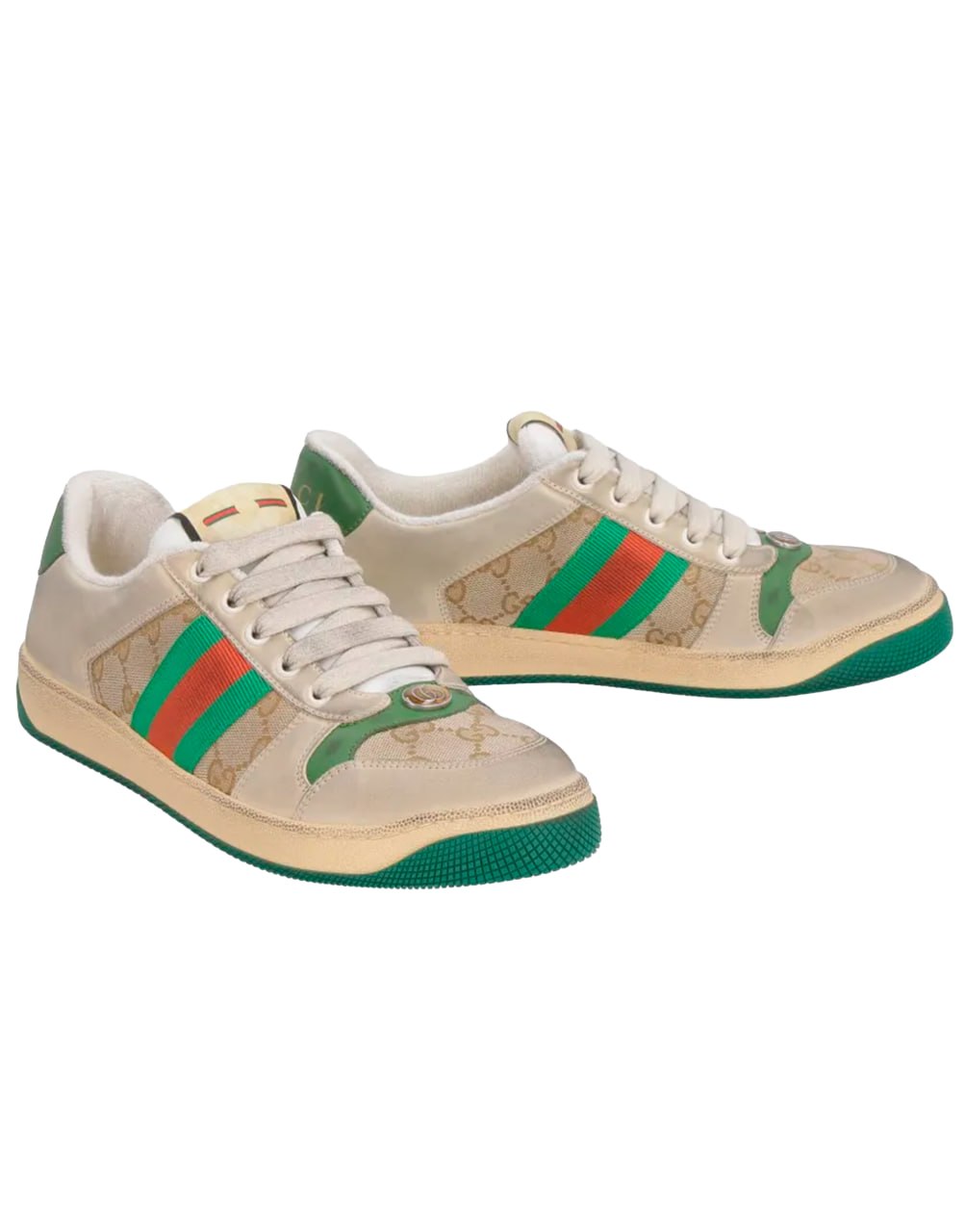 SNEAKERS GUCCI SCREENER GG ENAMEL CASUAL GREYIS  GREEN