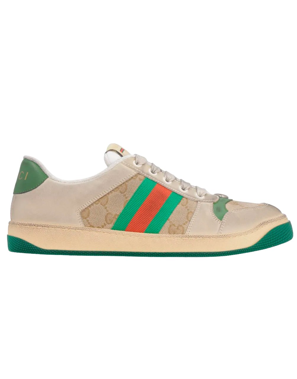 SNEAKERS GUCCI SCREENER GG ENAMEL CASUAL GREYIS  GREEN