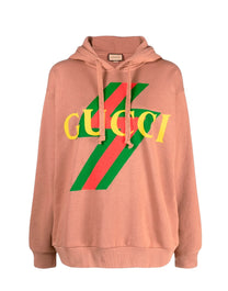 HOODIE GUCCI SWEATSHIRT LOGO MULTICOLOR BROWN