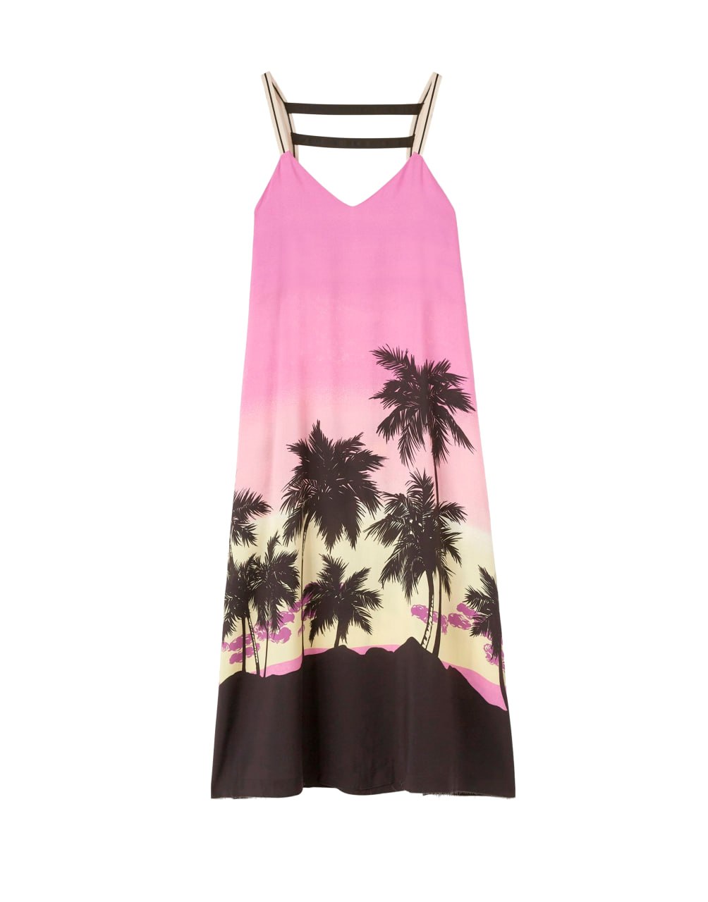 PINK SUNSET STRAPS MIDI DR PURPLE BLACK PALM ANGELS