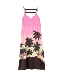 PINK SUNSET STRAPS MIDI DR PURPLE BLACK PALM ANGELS