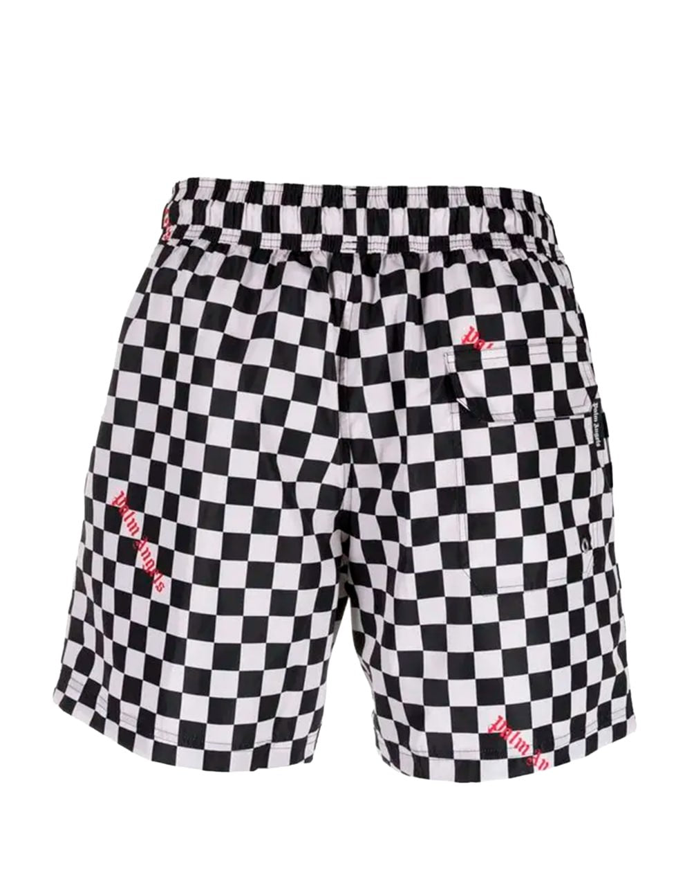 DAMIER PRINT SWIMSHORT BLACK RED PALM ANGELS