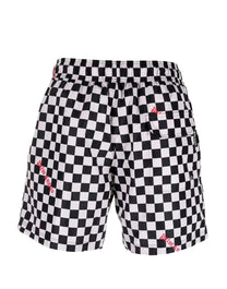 DAMIER PRINT SWIMSHORT BLACK RED PALM ANGELS