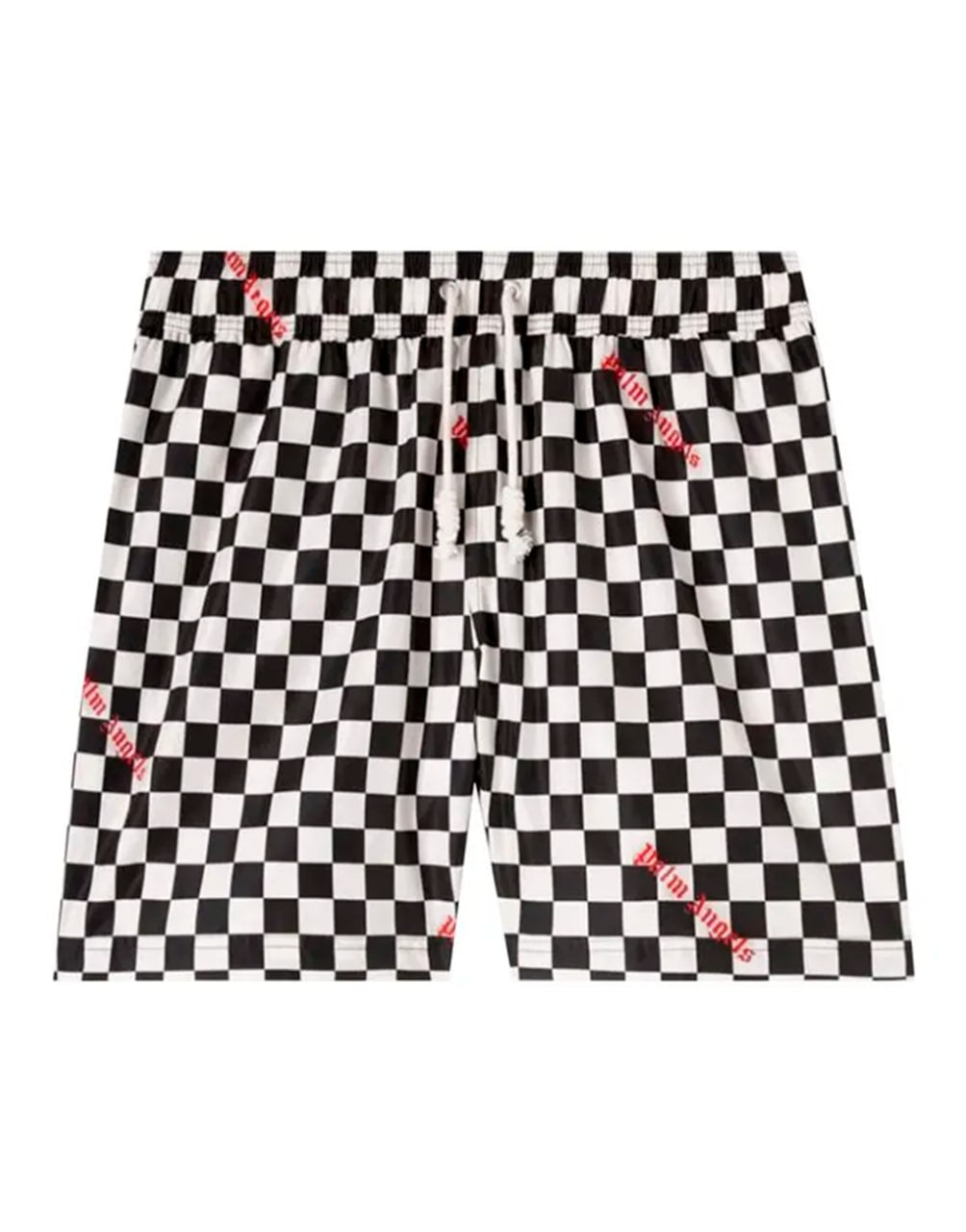 DAMIER PRINT SWIMSHORT BLACK RED PALM ANGELS