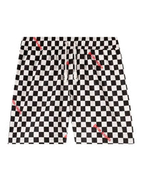 DAMIER PRINT SWIMSHORT BLACK RED PALM ANGELS