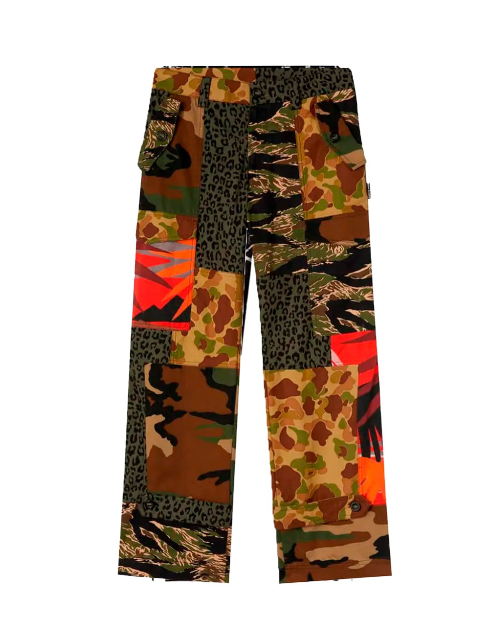 MIXED FABRIC CARGO PANTS MILITARY BLACK PALM ANGELS