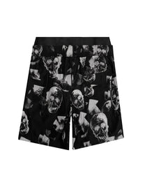SKULLS PRINT EASY SHORTS BLACK WHITE PALM ANGELS