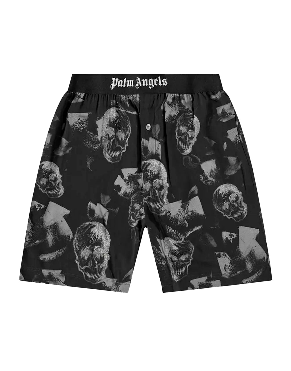 SKULLS PRINT EASY SHORTS BLACK WHITE PALM ANGELS