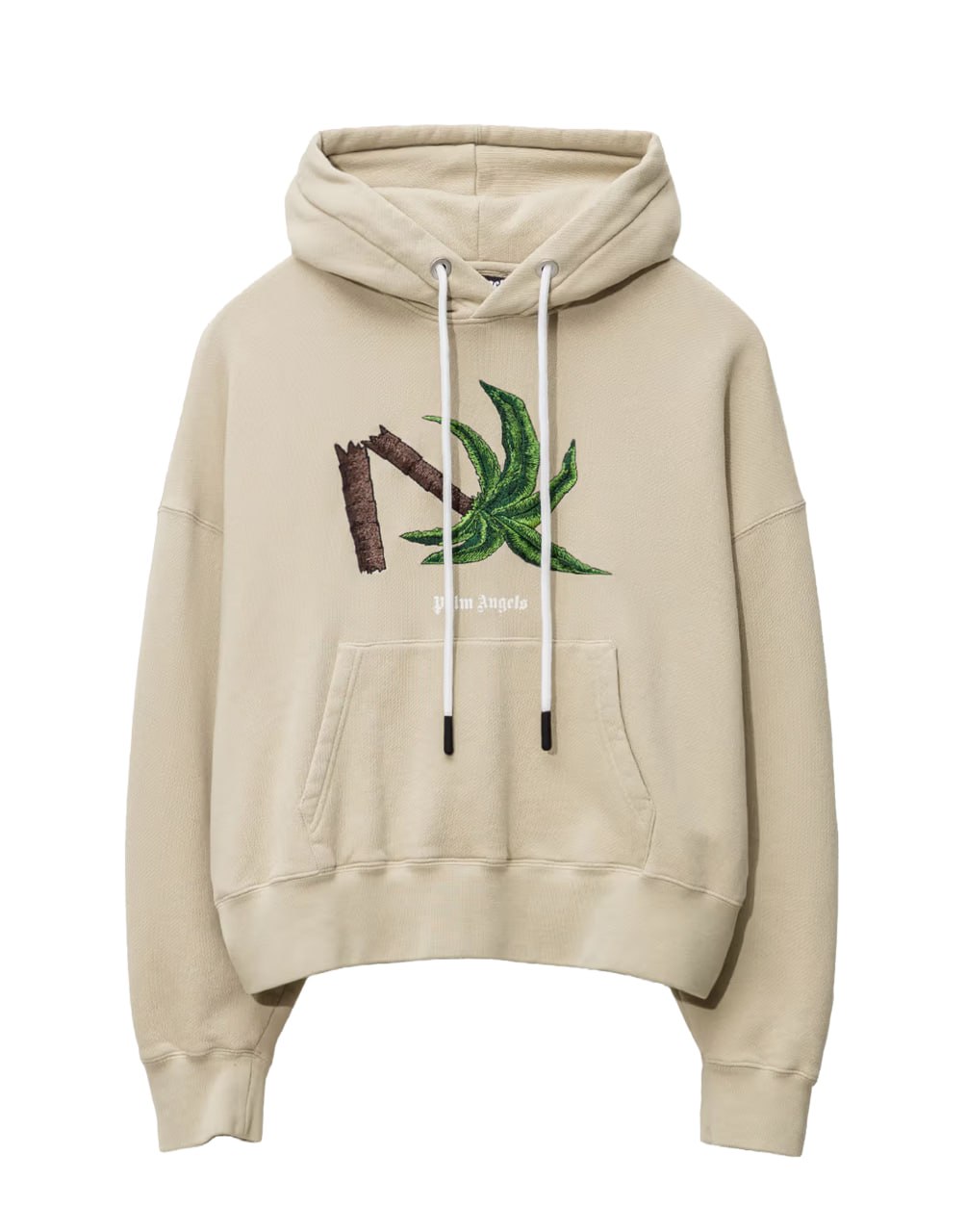 BROKEN PALM HOODY BEIGE GREEN PALM ANGELS