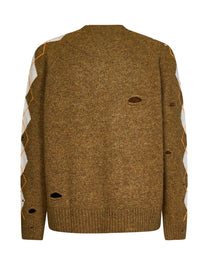 A NEW ARGYLE SWEATER MILITARY OFF WH PALM ANGELS