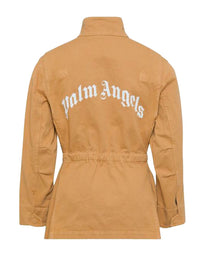 GD CURVED  LOGO FIELD JACKE BEIGE BROWN PALM ANGELS