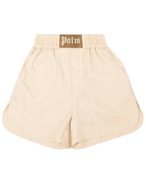 VICHY BOXER SHORTS BEIGE WHITE PALM ANGELS