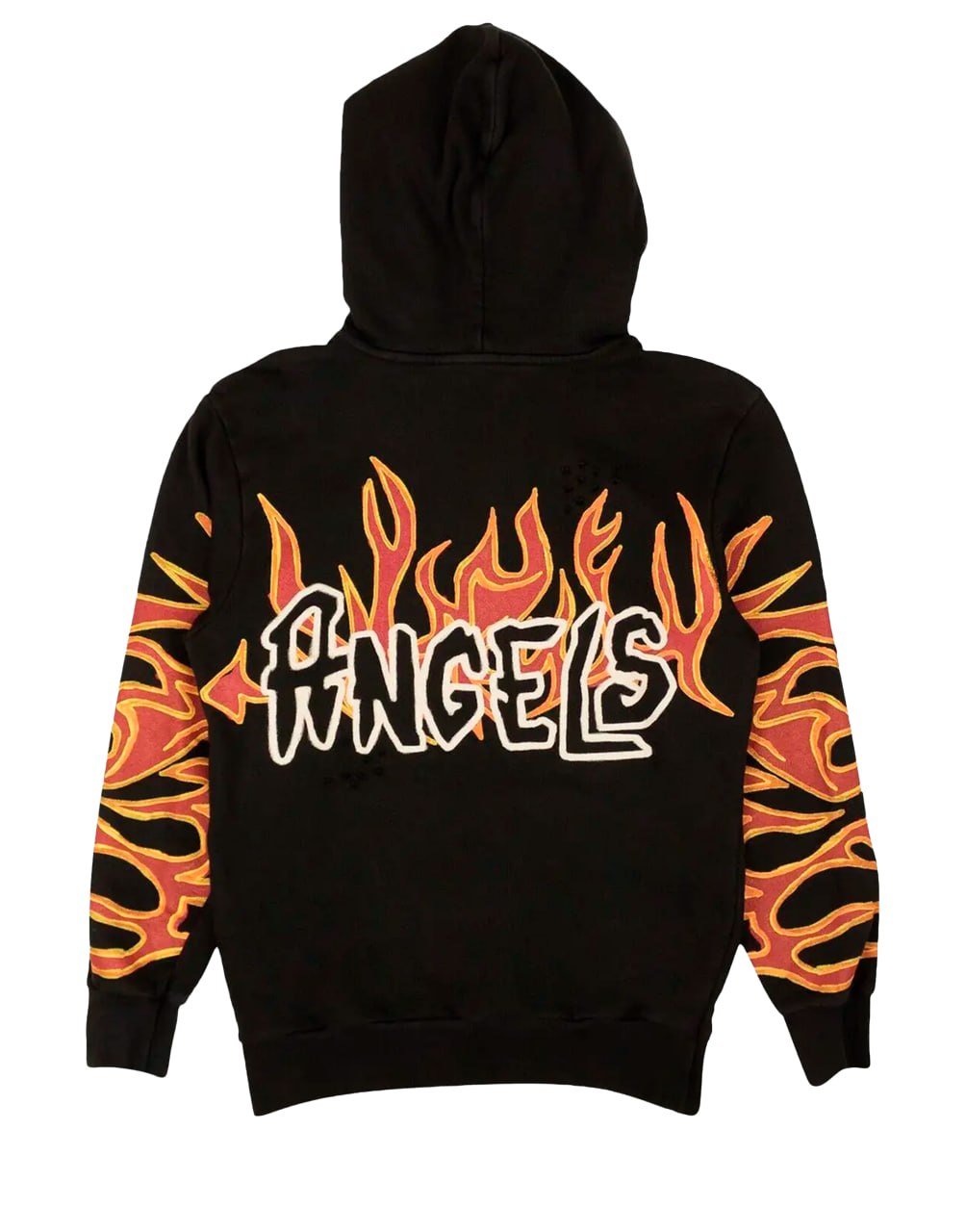 GRAFFITI FLAMES HOODY BLACK WHITE PALM ANGELS