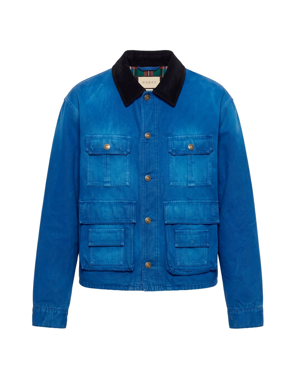 GUCCI UTILITY JACKET WITH CORDUROY COLLAR-BLUE