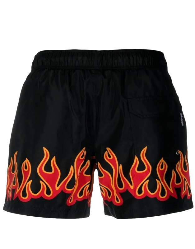 BURNINGFLAMES PRINT SWIMSH BLACK RED PALM ANGELS