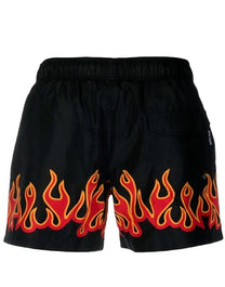 BURNINGFLAMES PRINT SWIMSH BLACK RED PALM ANGELS