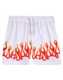 BURNINGFLAMES PRINT SWIMSH WHITE RED PALM ANGELS