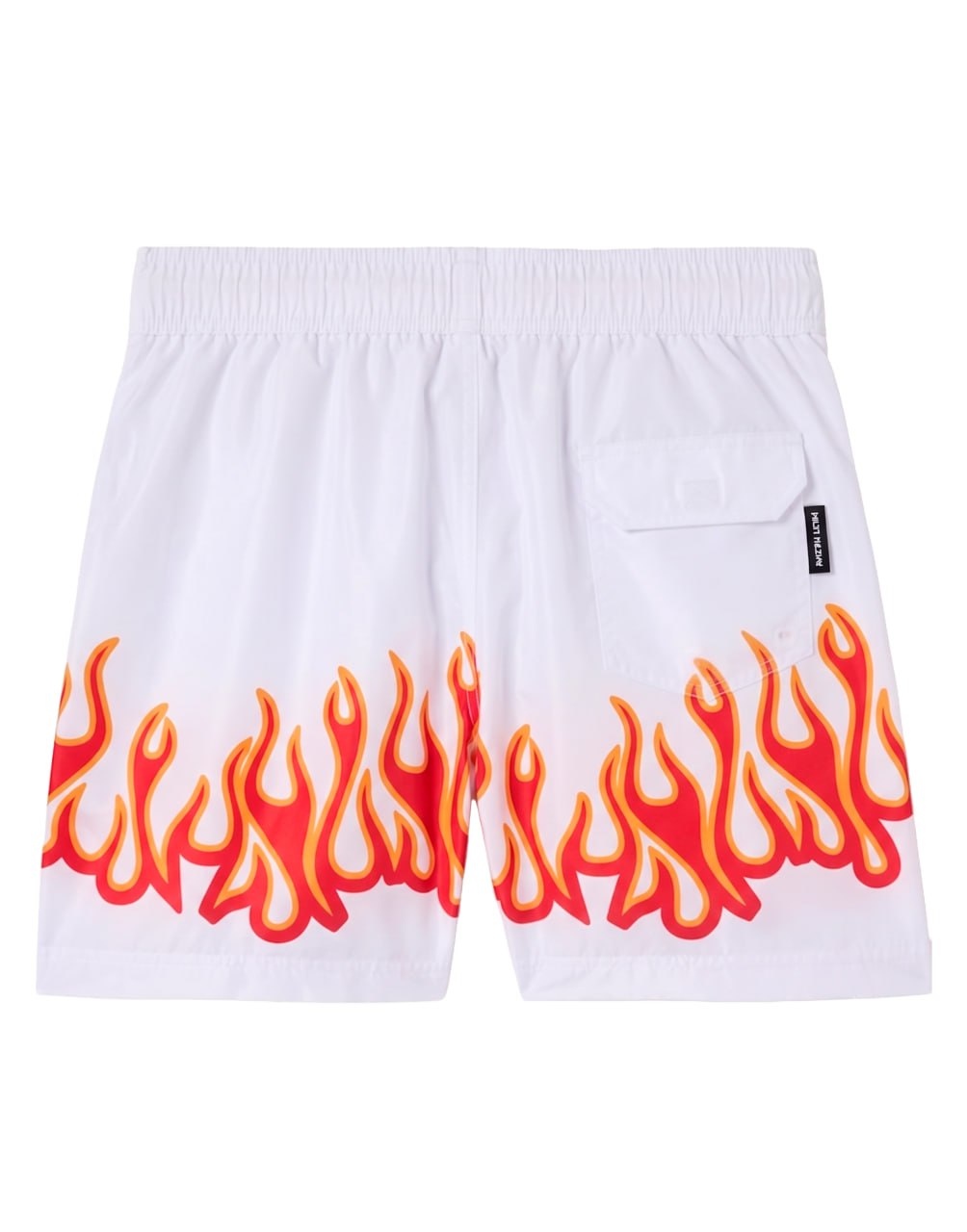 BURNINGFLAMES PRINT SWIMSH WHITE RED PALM ANGELS
