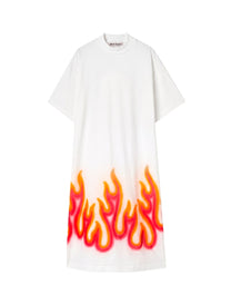 BURNING T- DRESS OFF WHITE RED PALM ANGELS