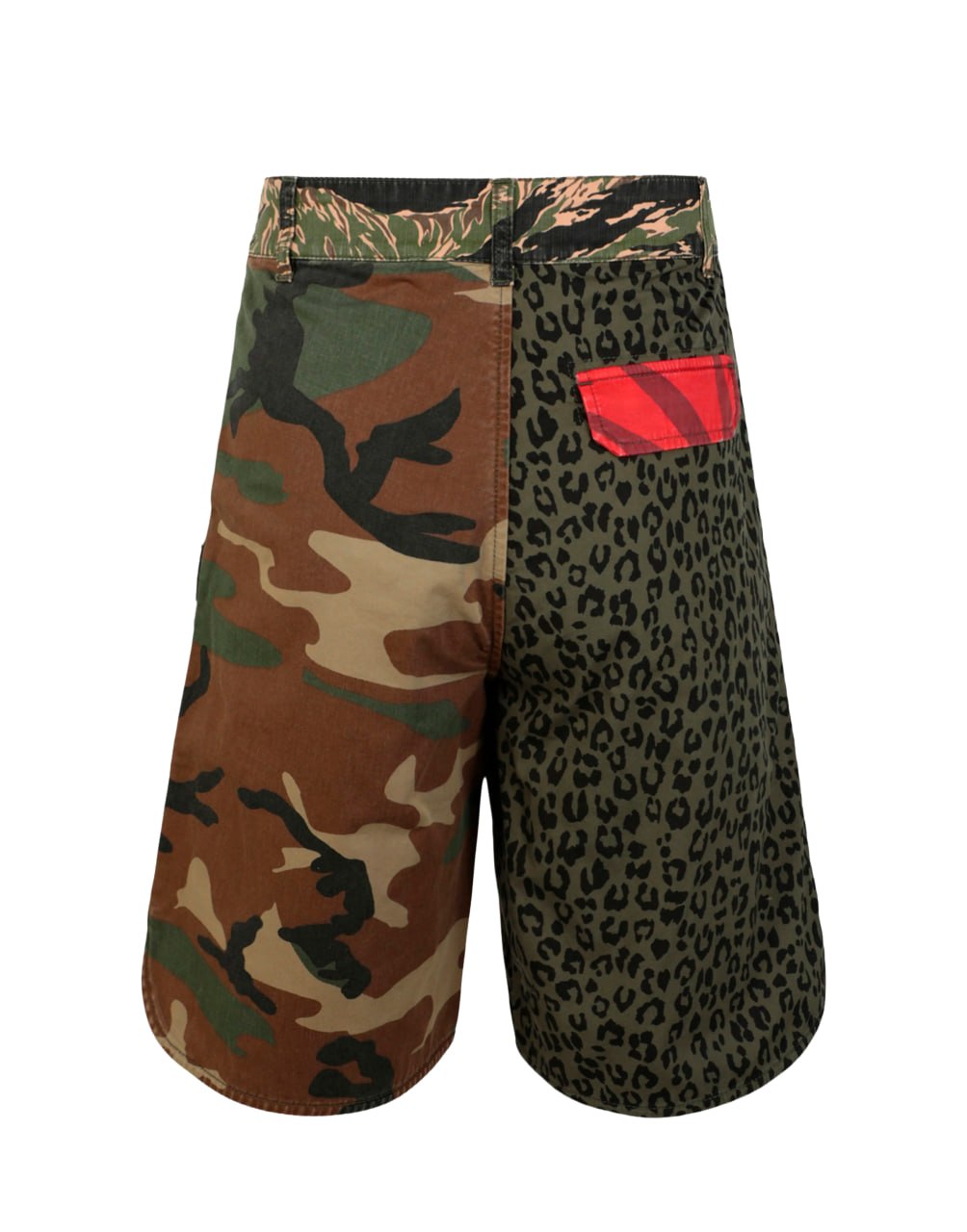 MIXED FABRIC SHORTS MILITARY BLACK PALM ANGELS