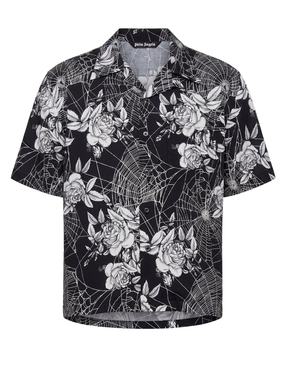 BW ROSES PRINT BOWLING SHI BLACK OPTICAL W PALM ANGELS