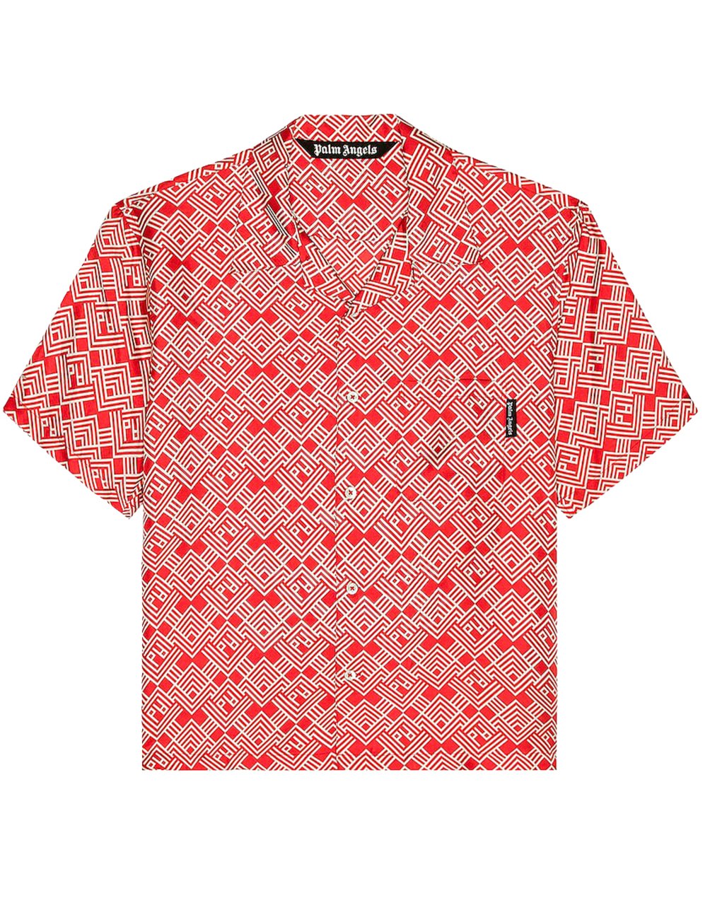 PA MONOGRAM BOWLING SHIRT RED OFF WHITE PALM ANGELS