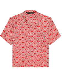 PA MONOGRAM BOWLING SHIRT RED OFF WHITE PALM ANGELS