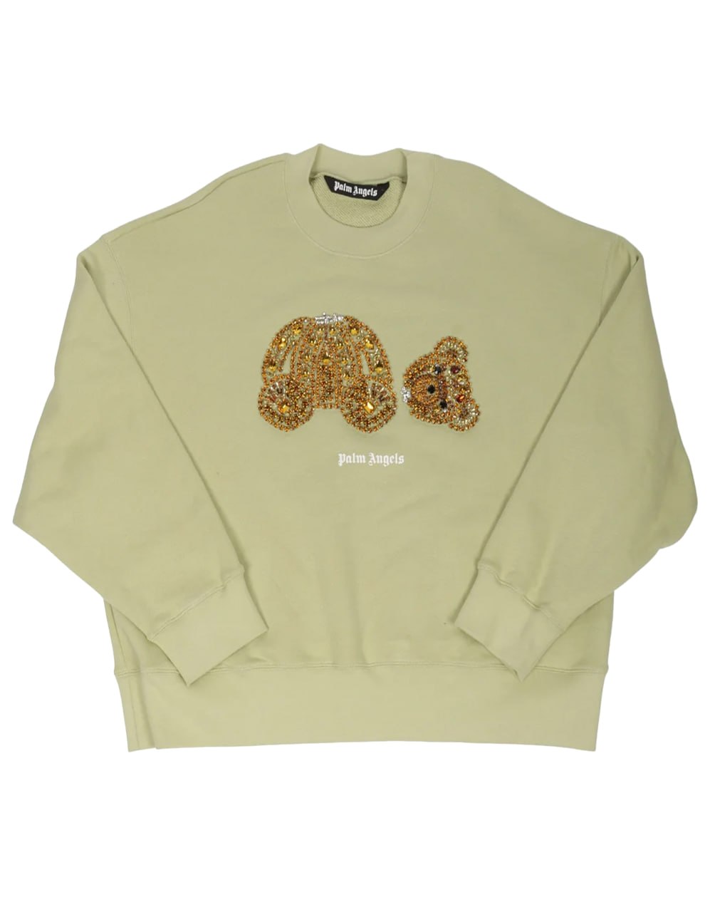 PA RHINESTONES BEAR CREW MINT GOLD PALM ANGELS