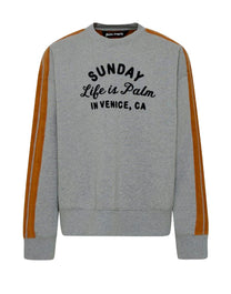 SUNDAY CREW MELANGE GREY BL PALM ANGELS