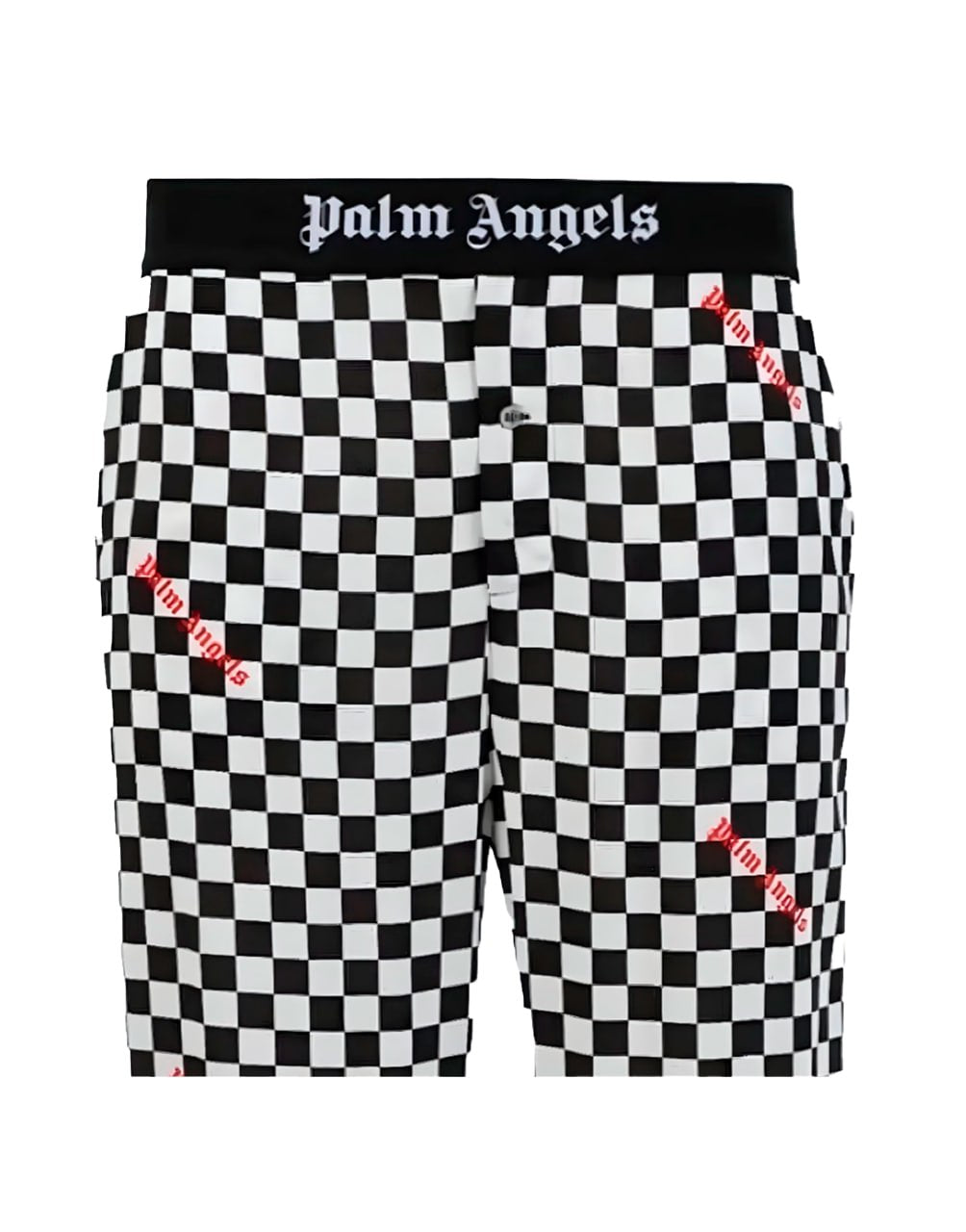 DAMIER PRINT SWIMSHORT BLACK RED PALM ANGELS