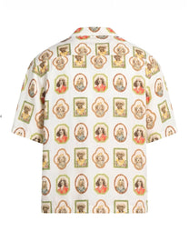 HAWAIIAN DOGS BOWLING SHIRT WHITE MULTICOLOR PALM ANGELS