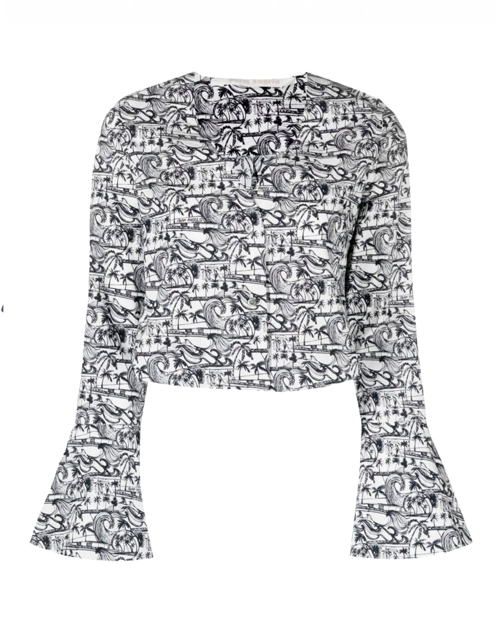 WAVES BASEBALL BLOUSE WHITE BLACK PALM ANGELS