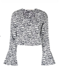 WAVES BASEBALL BLOUSE WHITE BLACK PALM ANGELS