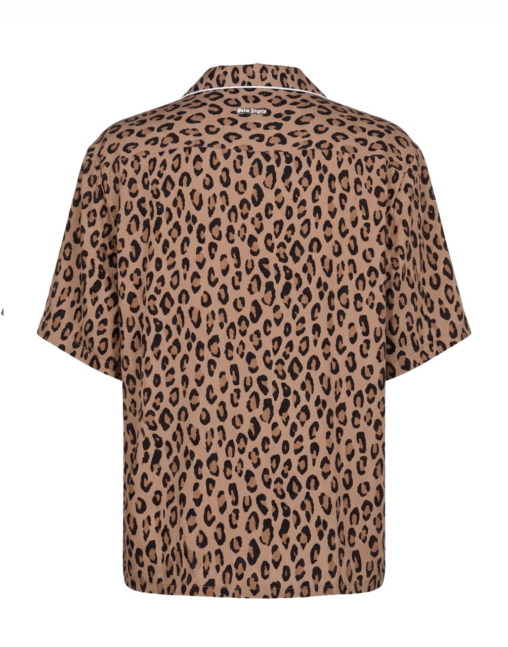 ANIMALIER BOWLING SHIRT S/ BEIGE BLACK PALM ANGELS