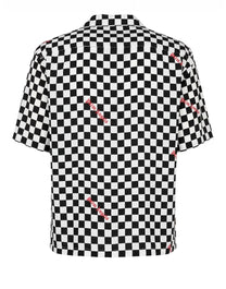 DAMIER PRINT BOWLING SHIRT BLACK RED PALM ANGELS