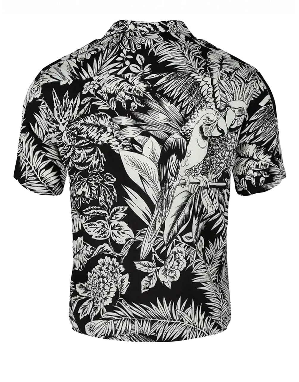 JUNGLE PARROTS BOWLING SHIRT BLACK WHITE PALM ANGELS