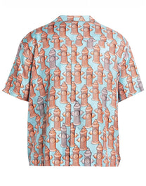FIRE HYDRANT BOWLING SHIRT LIGHT BLUE BRO PALM ANGELS