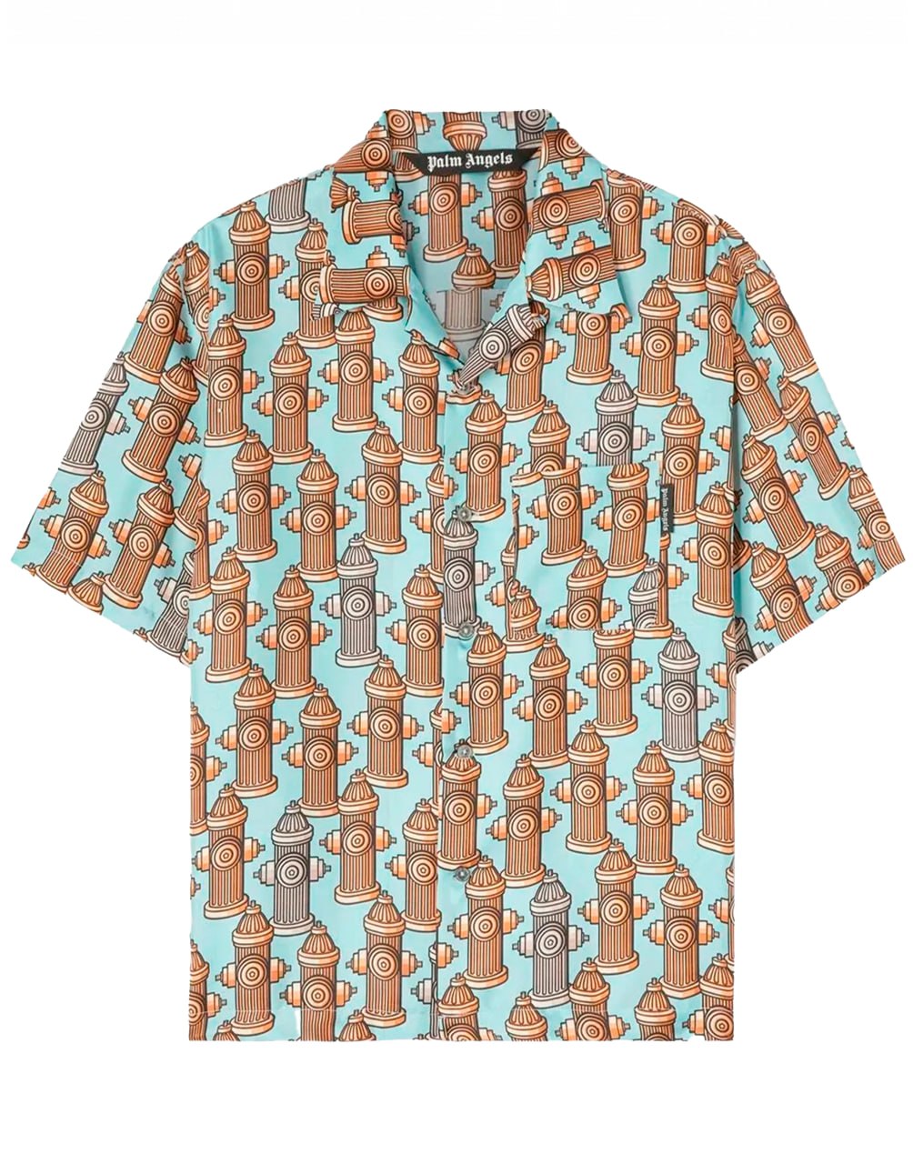 FIRE HYDRANT BOWLING SHIRT LIGHT BLUE BRO PALM ANGELS