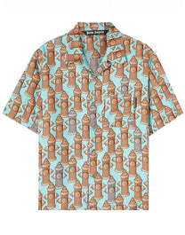 FIRE HYDRANT BOWLING SHIRT LIGHT BLUE BRO PALM ANGELS