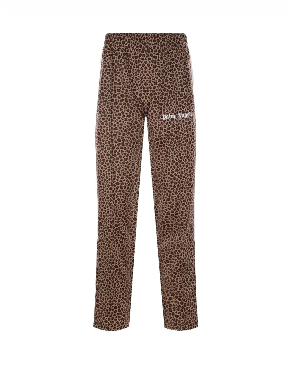 LEOPARD JACQUARD TRACK PANTS BEIGE OFF WHITE PALM ANGELS