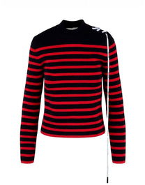 STRIPES FITTED SWEATER NAVY BLUE RED PALM ANGELS