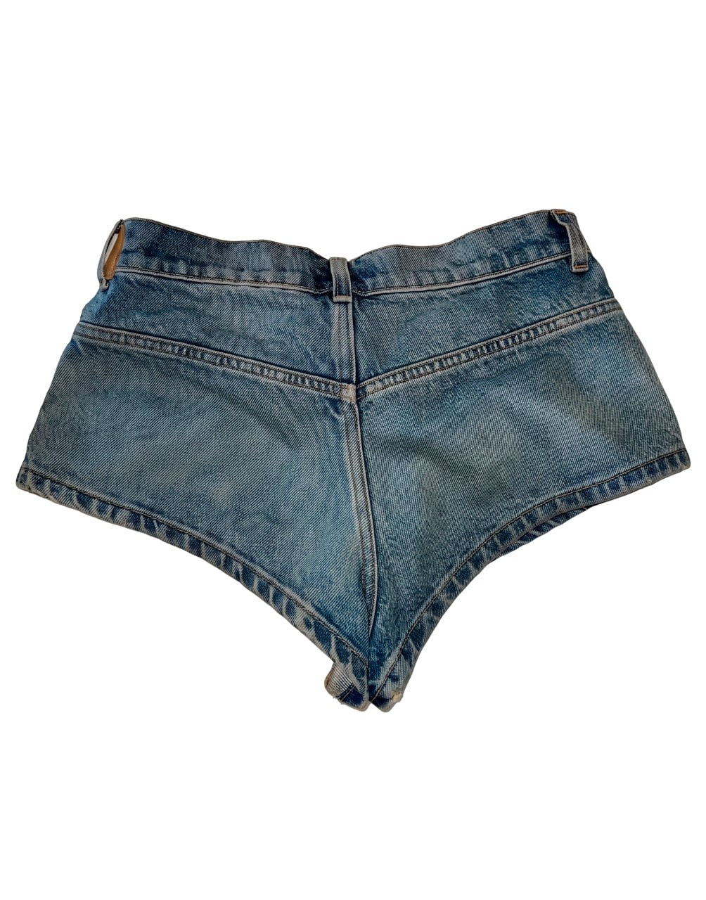 BURNING DENIN HOT PANTS LIGHT BLUE RED PALM ANGELS