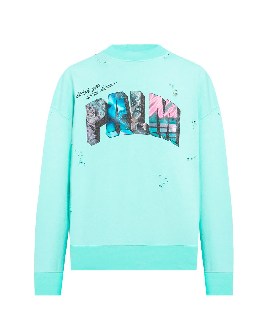 PALM SIGN VINT CREW LIGHT BLUE MUL PALM ANGELS