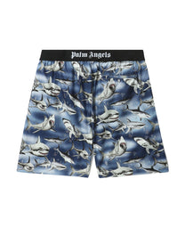 SHARKS EASY SHORTS BLUE BLACK PALM ANGELS