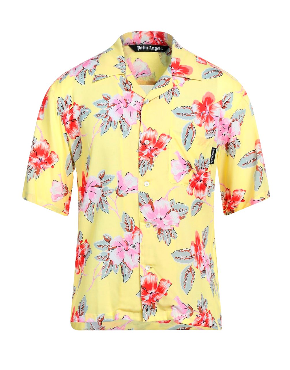 HIBISCUS BOWLING SHIRT YELLOW WHITE PALM ANGELS
