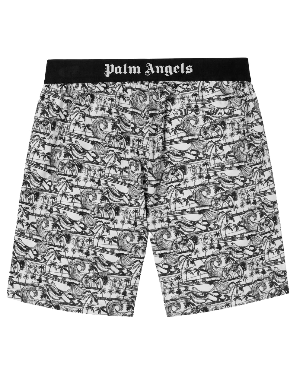 WAVES EASY SHORTS WHITE BLACK PALM ANGELS