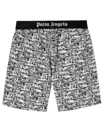 WAVES EASY SHORTS WHITE BLACK PALM ANGELS
