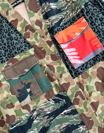 MIXED FABRIC KIMONO SHIRT MILITARY BLACK PALM ANGELS